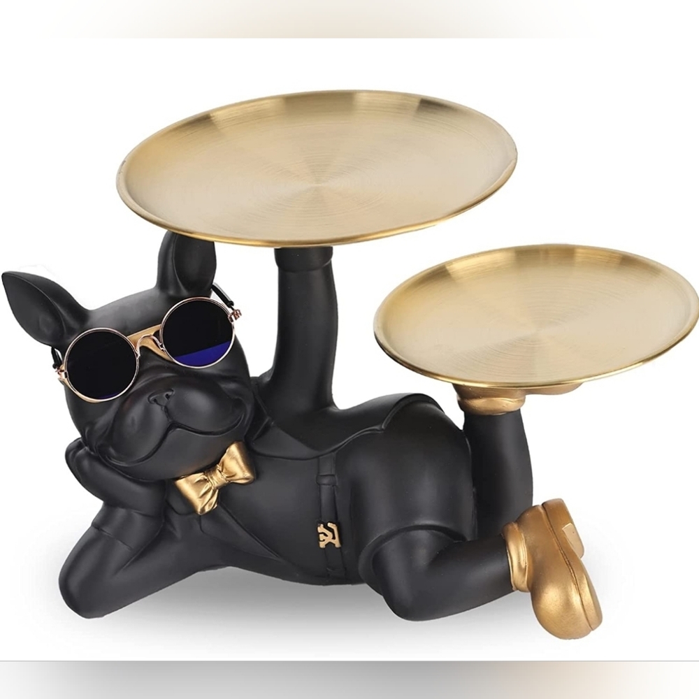 French Bulldog with Gold Trays